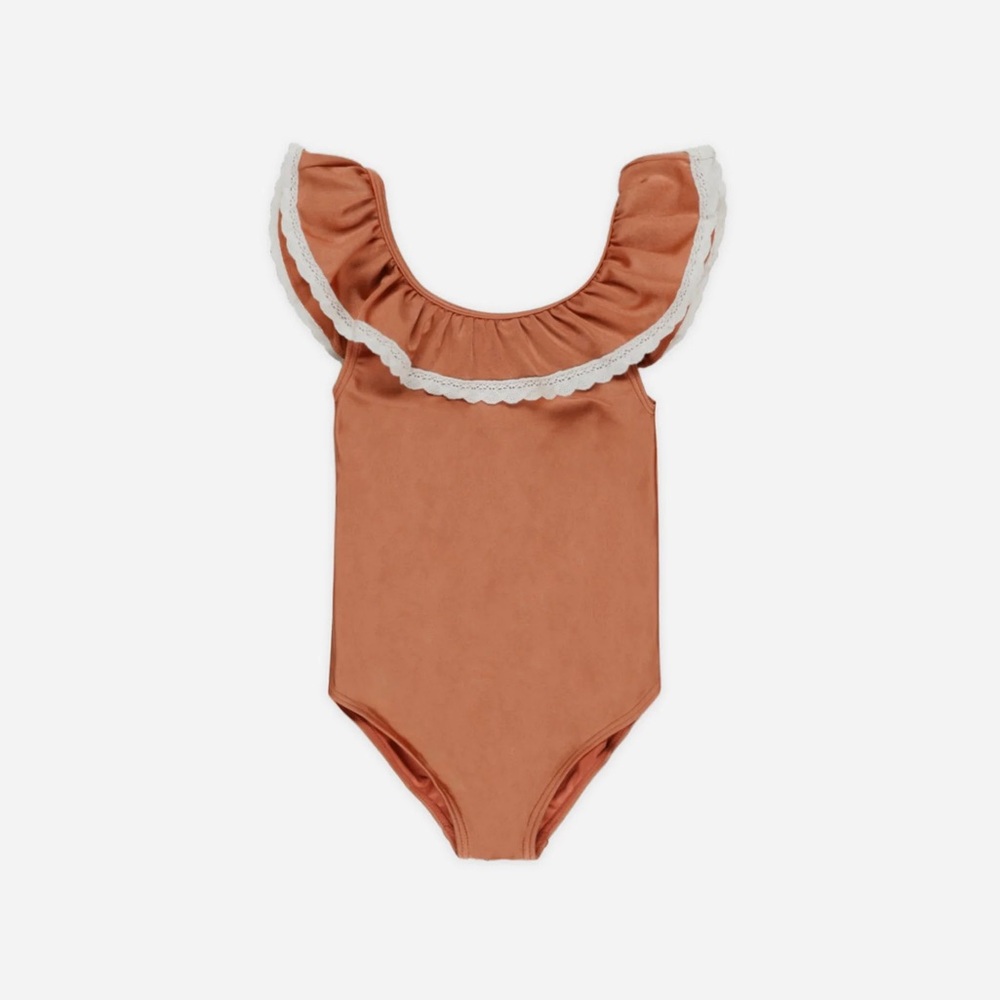 Rylee + Cru margaret poppy ruffle one piece swimsuit 2-3y